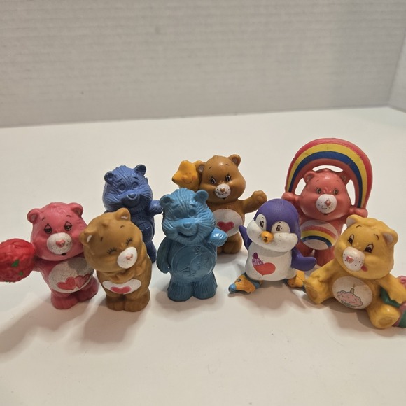 Vintage 80s Care Bears Lot of 8 Mini Figures AGC '83 '84 Rare Toy PVC - Picture 2 of 7